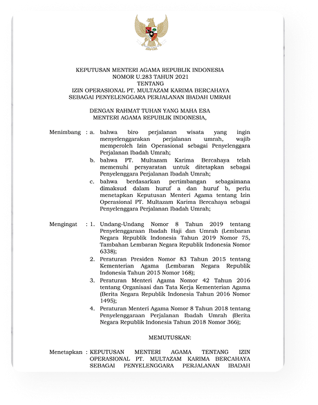 Sertifikat Legalitas MOK Tour